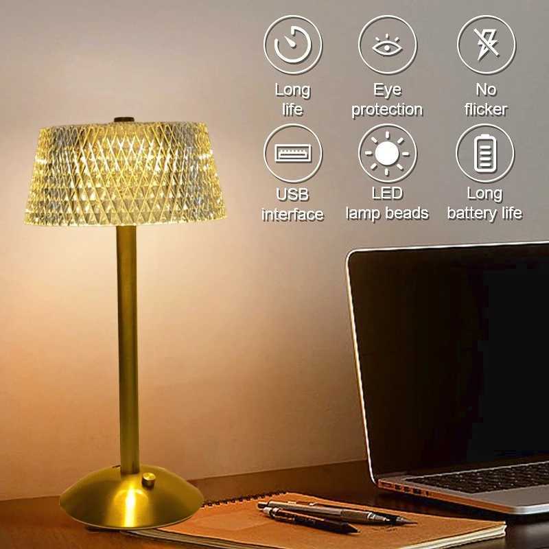 Crystal Table Lamps Diamond Retro Led Bar Desk Lamp USB Rechargeable Eye Protection Night Light for Bedroom Hotel Office Wedding XJ250725