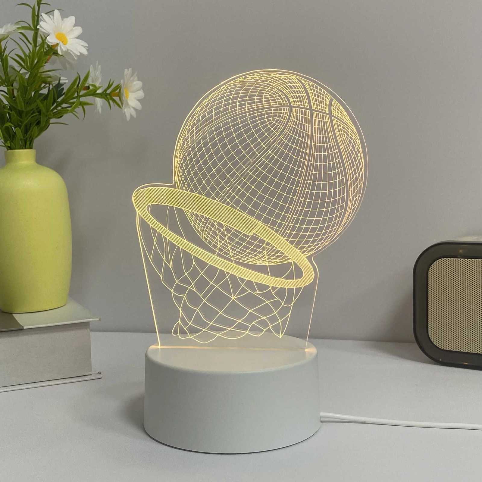 1pcs Basketball Pattern 3D Nightlight USB Atmosphere Decorative Light Holiday Gift Table Light for Family and Friends. XJ250725