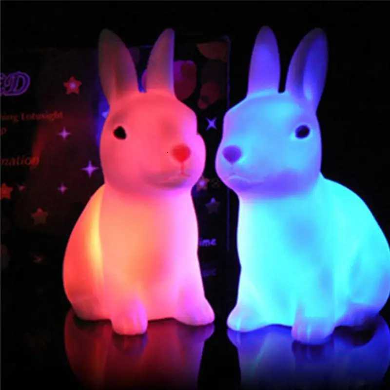Colorful Rabbit Night Lights for Children Baby Gifts Cartoon Cute Animal Bunny Lamp Christmas Decoration Kids Birthday Gift XJ250725
