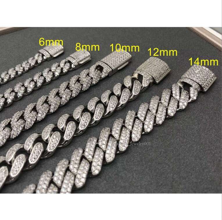 Customized necklace Miami style, using Silpas diameter testing technology, VVS grade sapphire material, Cuban chain connection design, free shipping