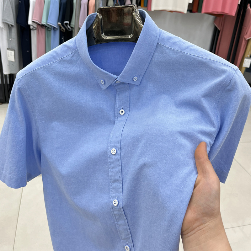 100% Cotton High-End Short Sleeve Solid Color 2025 Summer Business Casual Men's Shirt