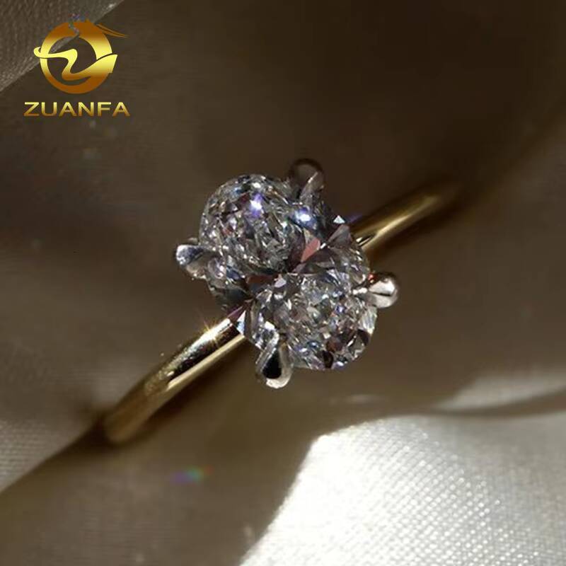 Custom Solitaire Moissanite Rings Real Gold Fashion Jewelry Ladies Wedding Rings
