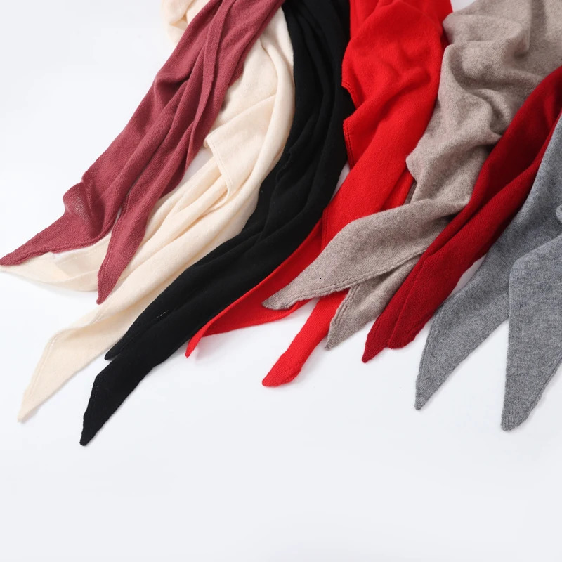 100% Wool Large Triangle Scarf Shawl for Women Winter Autumn Soft Warm Cashmere Knitted Cape Poncho Korean Fashion Scarves 250724