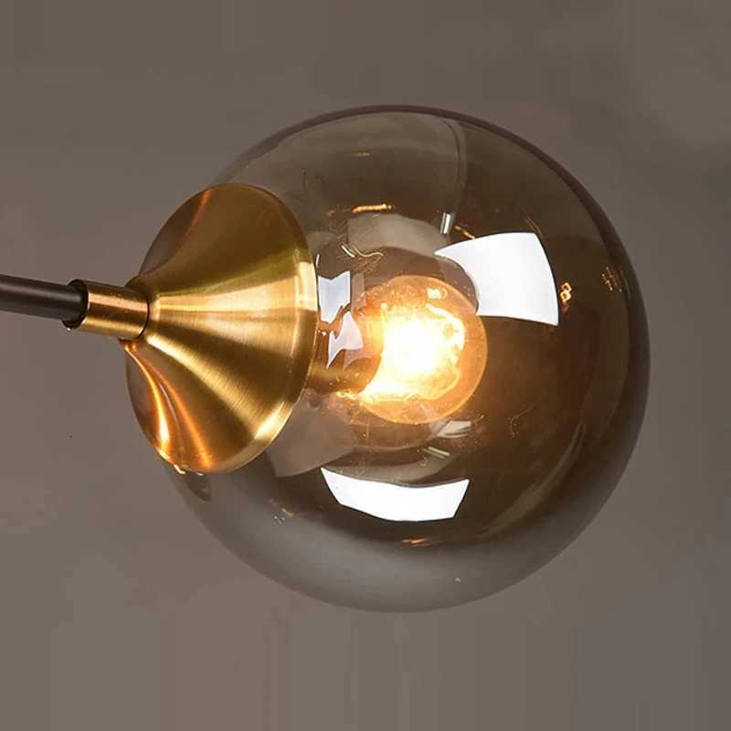 Sputnik Chandelier Smoke Gray Led Pendant Lamp Dining Room Bedroom Gold Home Art Decor Clear Glass Ball Hanging Light Fixtures XJ250725