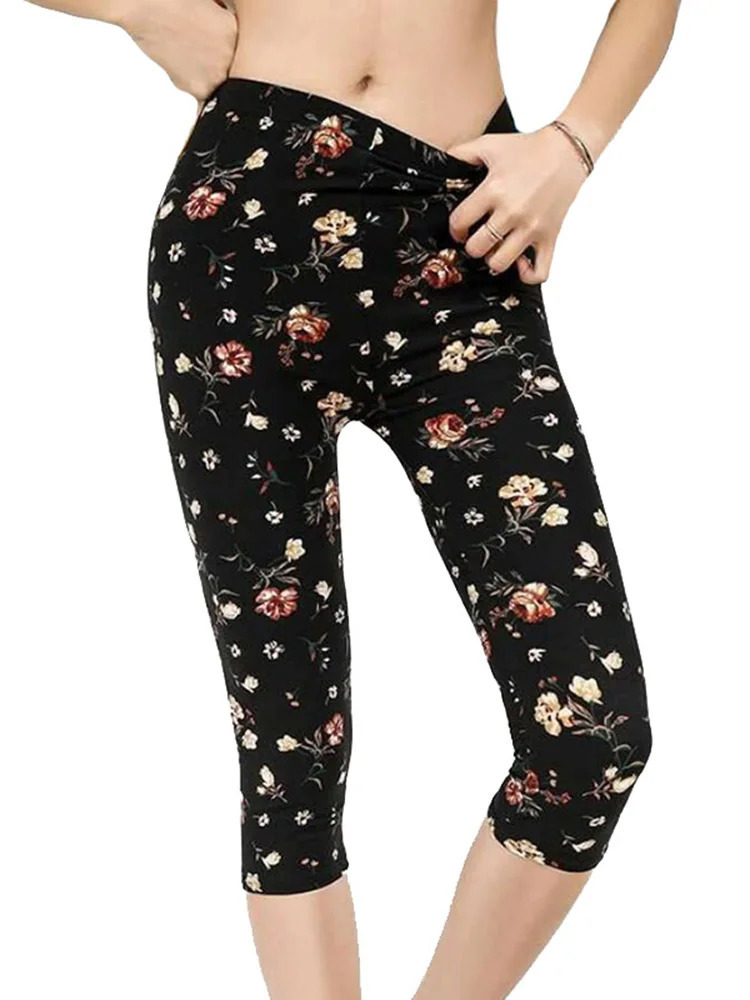 Workout Leggings Mujer Print Push Up High Waist Pants Sportswear Short Trousers Black Fitness Legging 250725