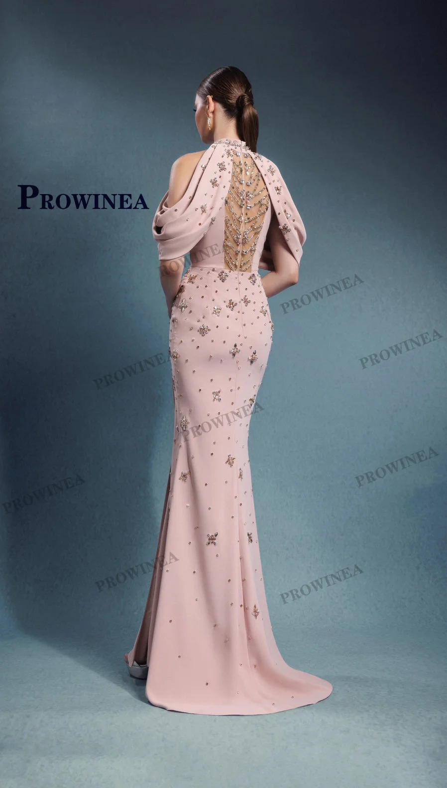 PROWINEA Exquisite Halter Celebrity Dress for Women High Slit Backless Off the Shoulder Mermaid Beadings Party Gown Customized 250725