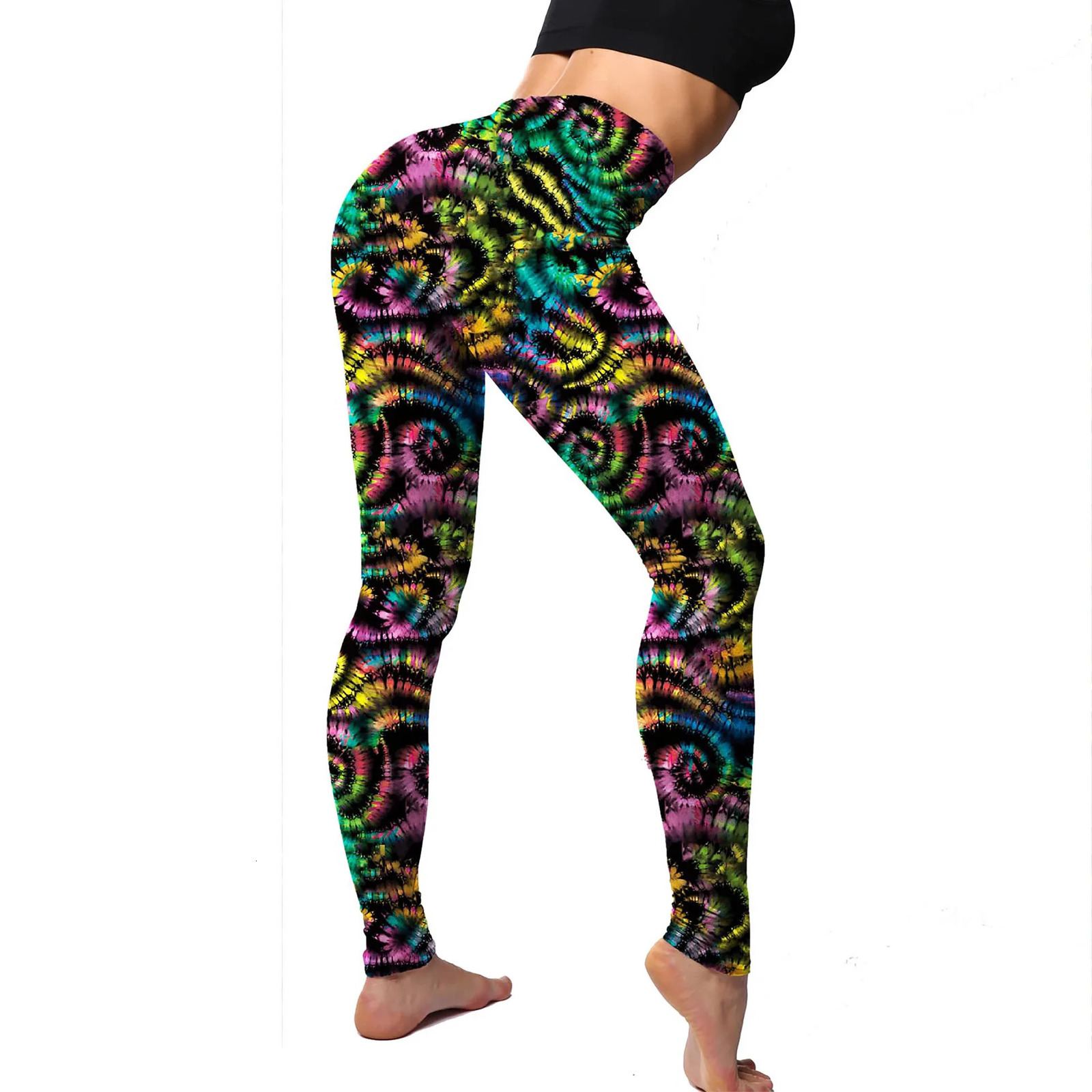 2Pack Stretchy Womens Colorful Printing Leggings Elastic Tight Cropped Pants 250725