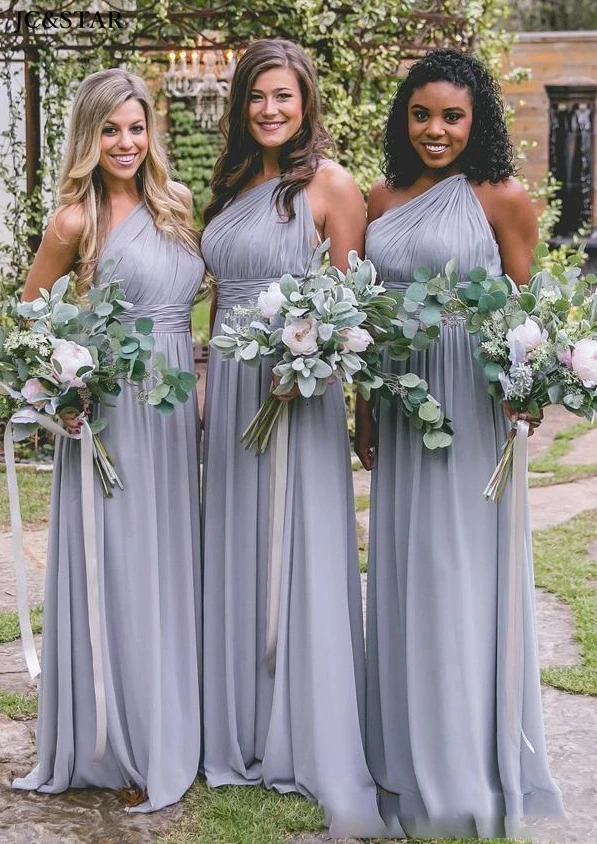 Ball Gowns Lavender Purple Chiffon Bridesmaid Dresses Long One Shoulders Simple Elegant Wedding Guest High Quality Vesti 250725