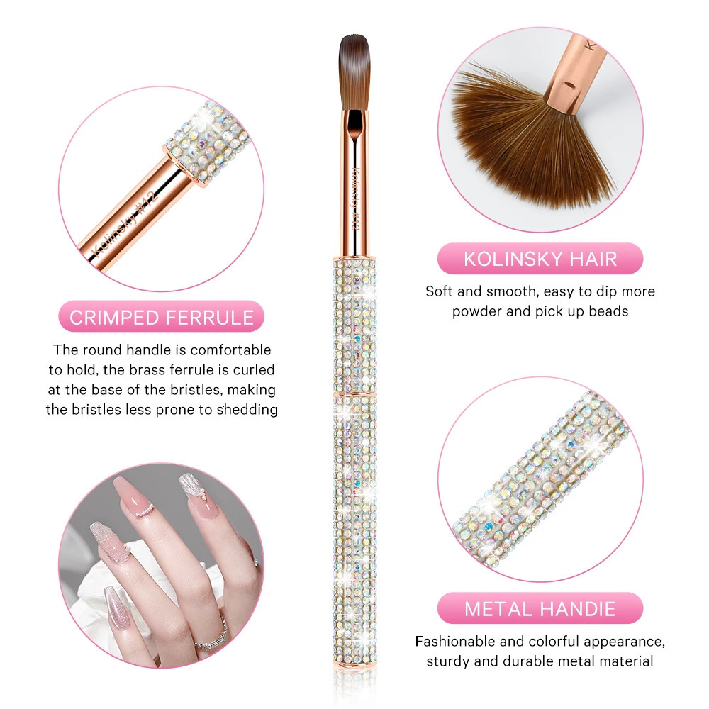 Nail Kolinsky Brush Acrylic Powder Nail Brush Size#8-#12 Rose Gold Diamond Acrylic Kolinsky Brush Acrylic Nails Brush 250716