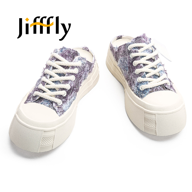 Jifffly half slipper women, low-cut, soft sole, height-increasing canvas shoes for summer 2024
