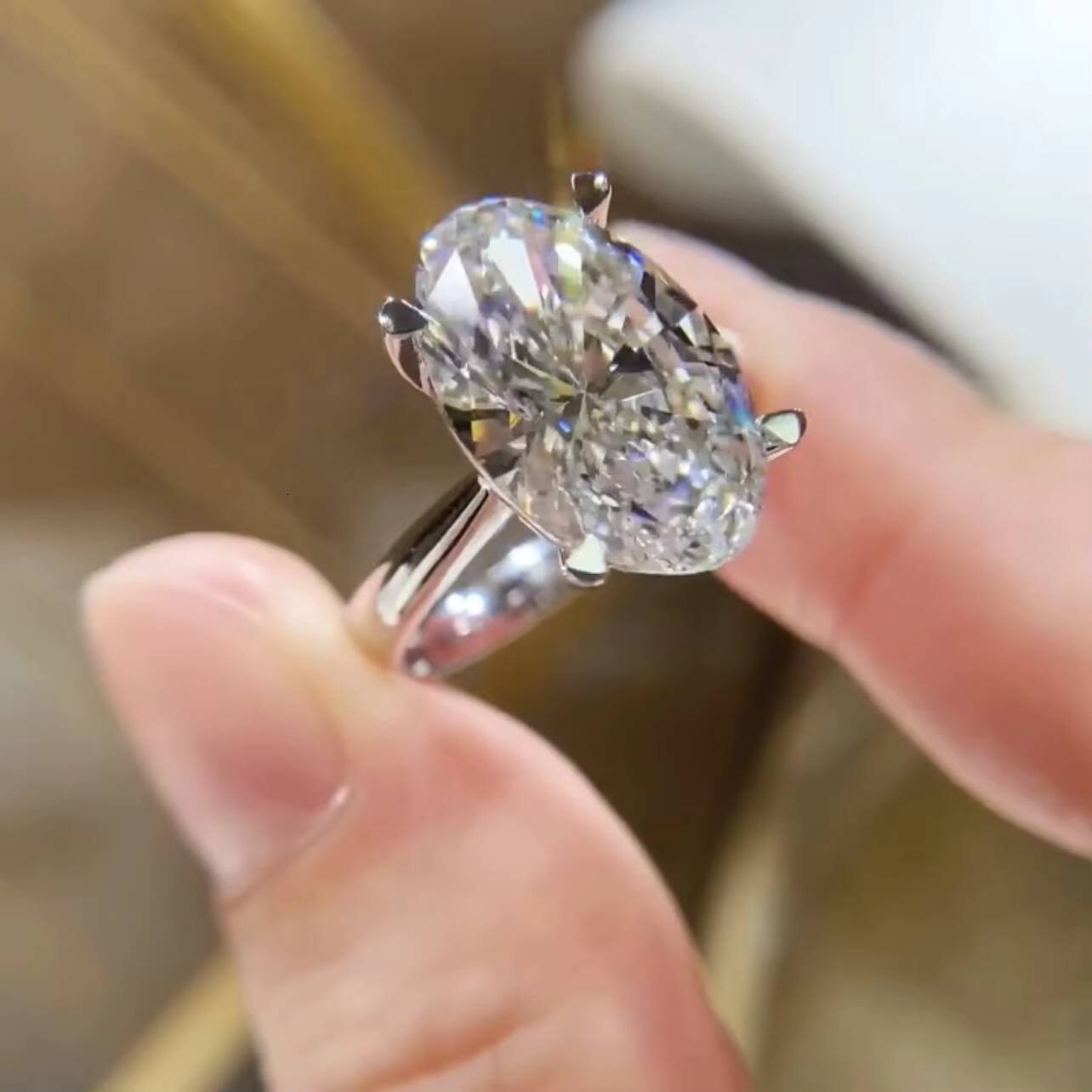 Solitaire Ring 10K 14K 18K White Gold Oval Cut IGI Report Lab Diamond CVD Diamond Ring for Women