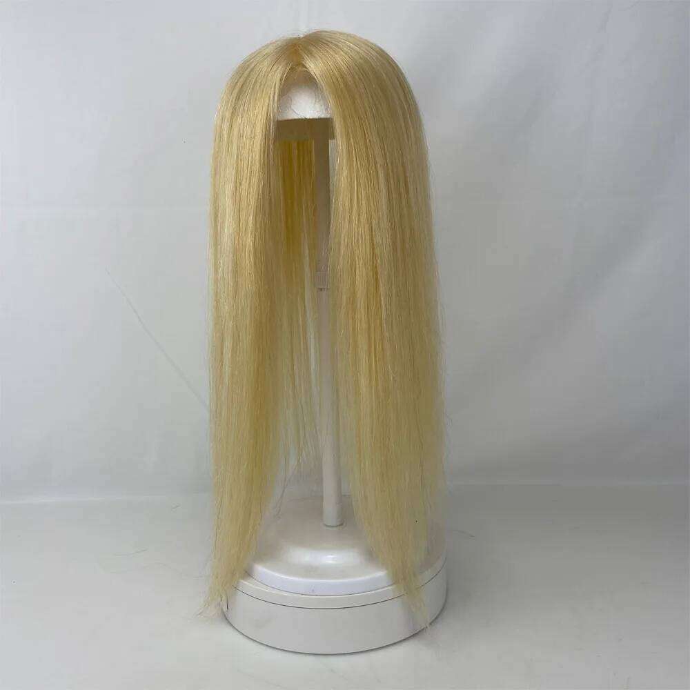 #613 European Wavy Remy Human Topper Women 12x13 CM Skin Scalp Base Blonde Breathable Clip In Piece for Thin Hair