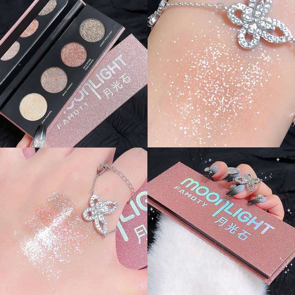 Dia Four Color Highlighter Palette Glitter Shimmer Eye Shadow Sier Moonlight Brightening Lying Silkworm Face Body Makeup