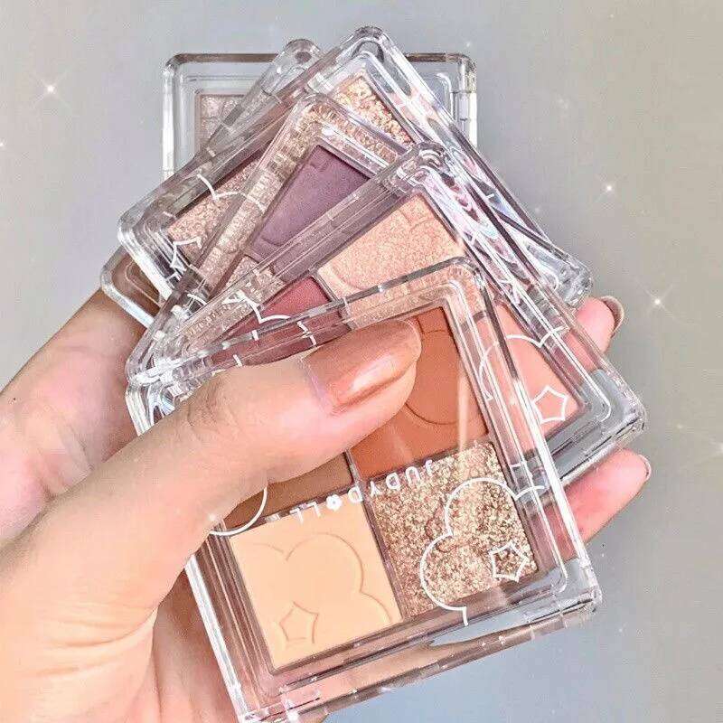 Judydoll Four Eyeshadow Creamy Tea Earthy Matte Colour Make Up Eye Shadow Palette Gliter For Eyes