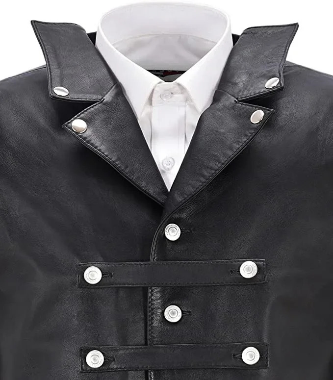 Mens Vintage Leather Vest single breasted sleeveless top punk Medieval Knight vest cycling hip hop 250725