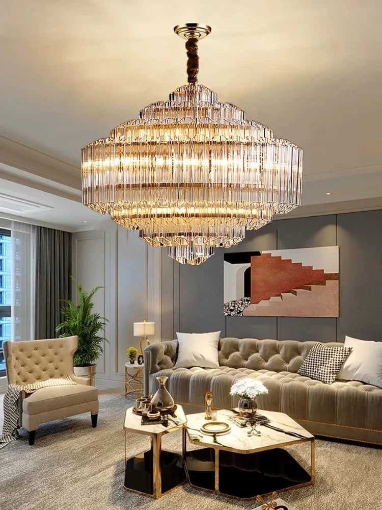 Modern Luxury Glass Crystal Chandelier Lighting Brown Designer Decoration Big Classic Hanging Lamps Living Room Home-appliance XJ250725