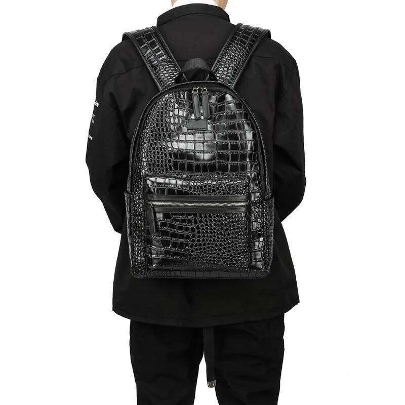 Fashion Backpack Alligator PU Leather for Men Laptop Bags Large Capacity Travel Backpacks Student Schoolbag