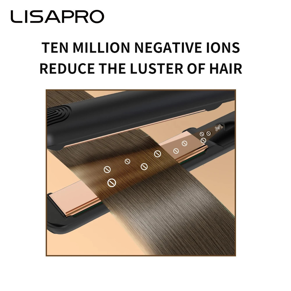 LISAPRO Original Ceramic Hair Straightening Flat Iron 1 Plates |Black Professional Salon Model Hair Straightener Curler 250725