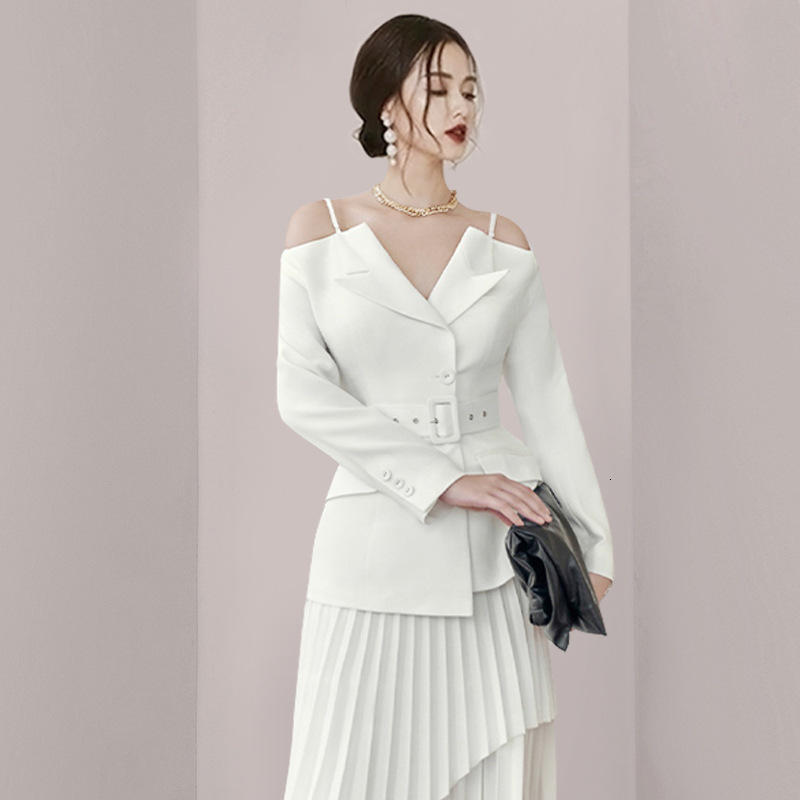 High quality latest fashion er set womens lace waistband jacket pleated zipper pants set 2-piece set 241130