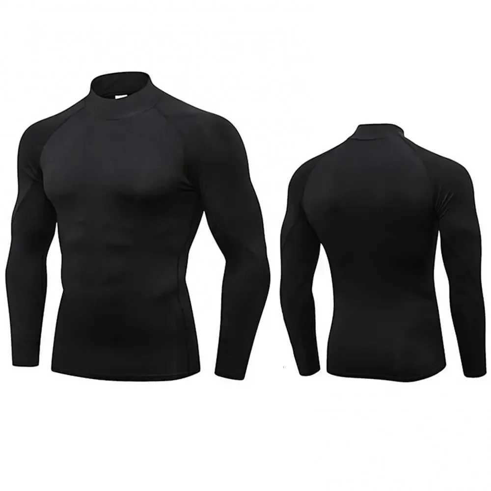 Mens Turtleneck Quick dry Long-Sleeved Compression Long Sleeved Sports Fitness Tight T-shirt Running Casual Spring and Autumn Z250725