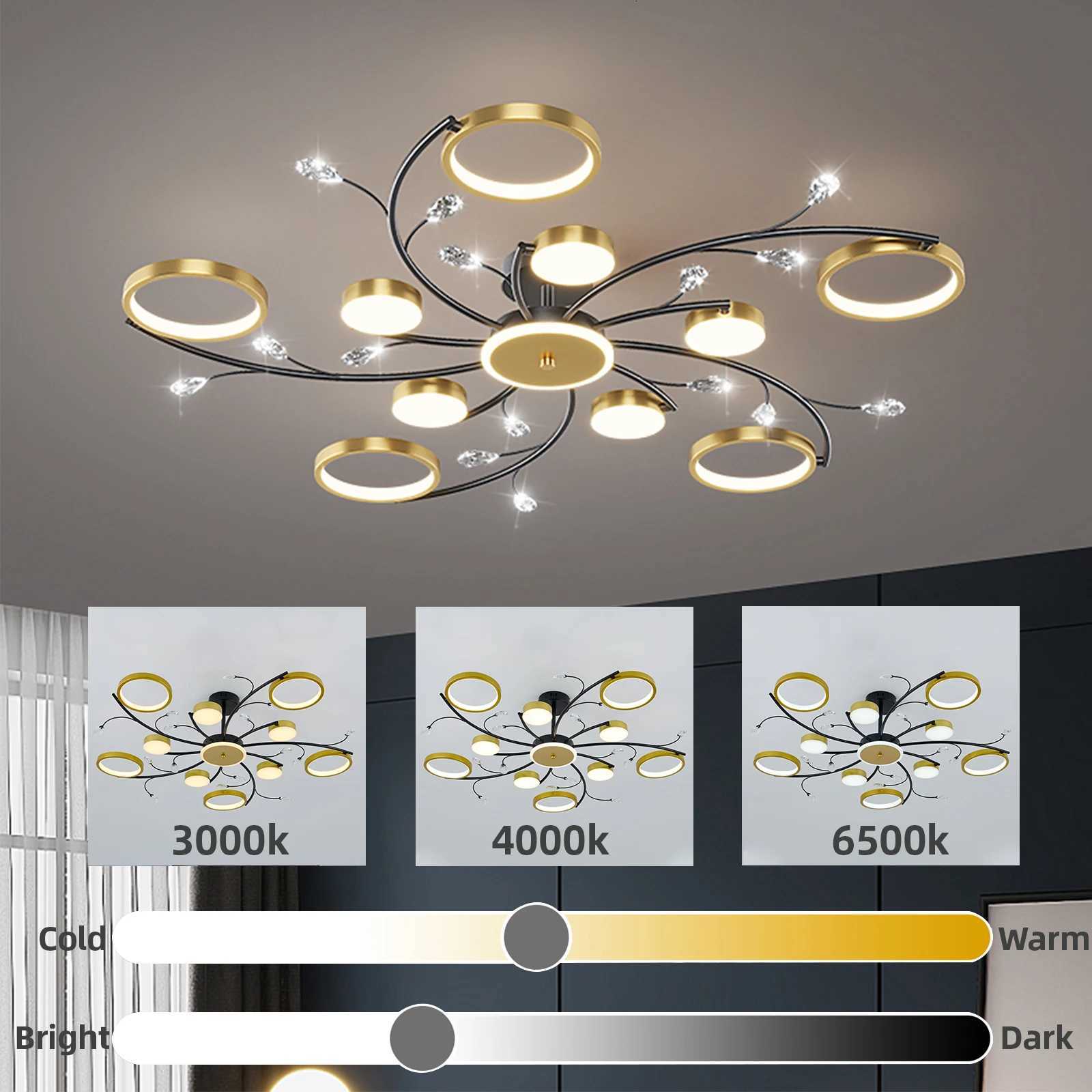 9 Crystal Chandelier Nordic Modern Living Room Dining Room Bedroom Study Ceiling Decorative Light Dimmable A85~265V XJ250725