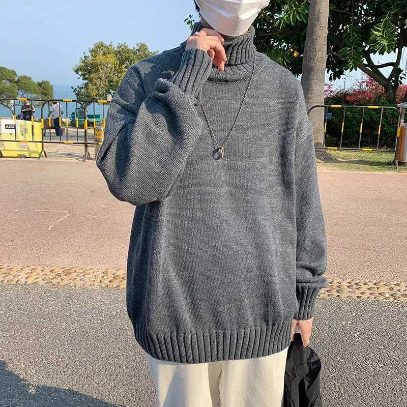 New Turtleneck Sweaters Men Loose Knitted Pullover Streetwear Mens Oversized Sweater Fashion Casual Sweater Men Pullovers M-8XL Z250725
