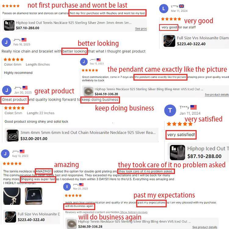 Free Shipping Moissanite Tennis Chain Necklaces Jewelry 925 Silver Vvs Iced Out 3MM 4MM Tennis Chain