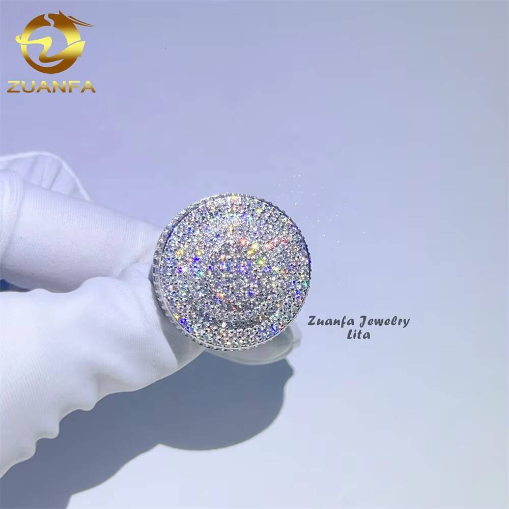 Custom Luxury Big Hip Hop Rapper 925 Sterling Silver Vvs Moissanite Iced Out Men Diamond Ring