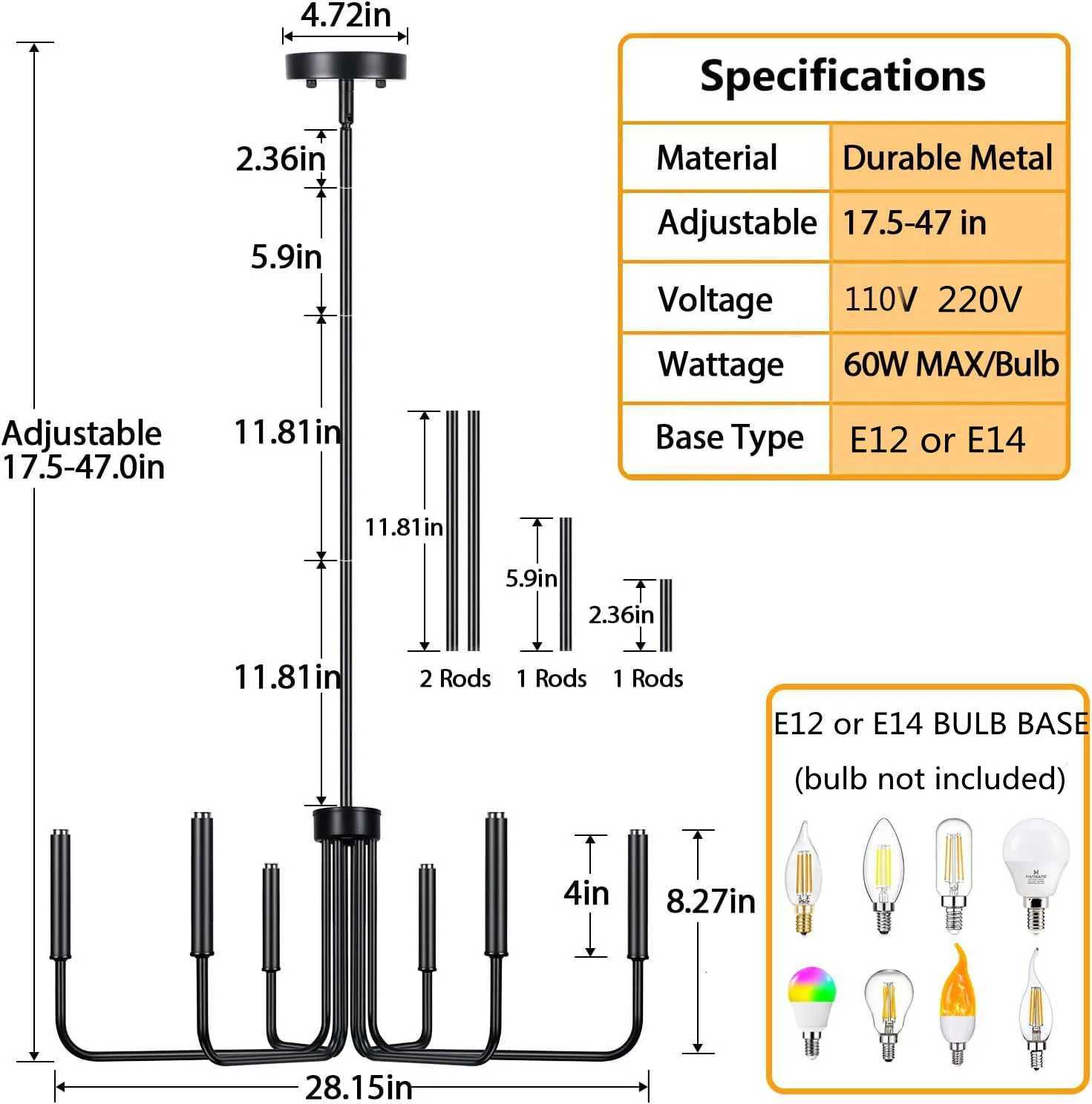 Loft Chandelier Light 6 Heads AC110-260V Modern Candle Ceiling Chandeliers Lamp Household Vintage Iron Hanging Lamps E14 Fixture XJ250725