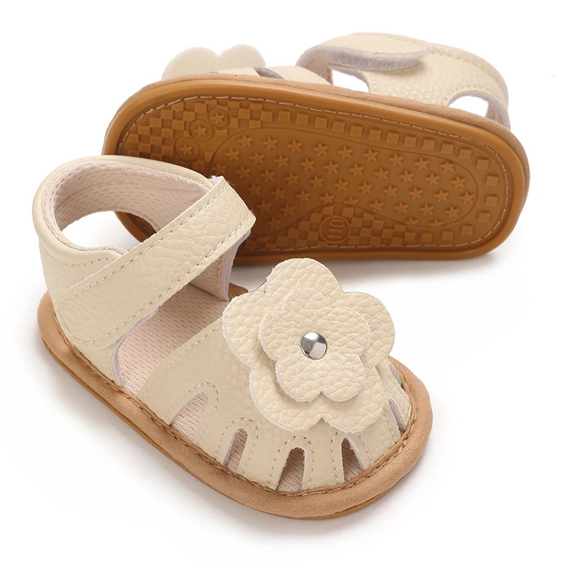 018M Cute born Flower Sandals for Girls in Summer PU Soft Rubber Sole AntiSlip Baby First Step Walking Shoes Sandals 250725