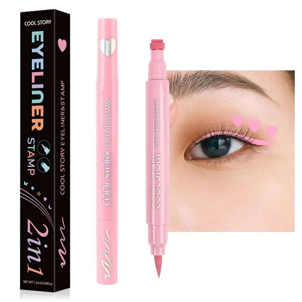 5Pc/Set Love Flowers Stamp Pen Colorful Pink Blue Liquid Eyeliner Double-ended Seal Eye Liner Pencil Fast Drying Makeup