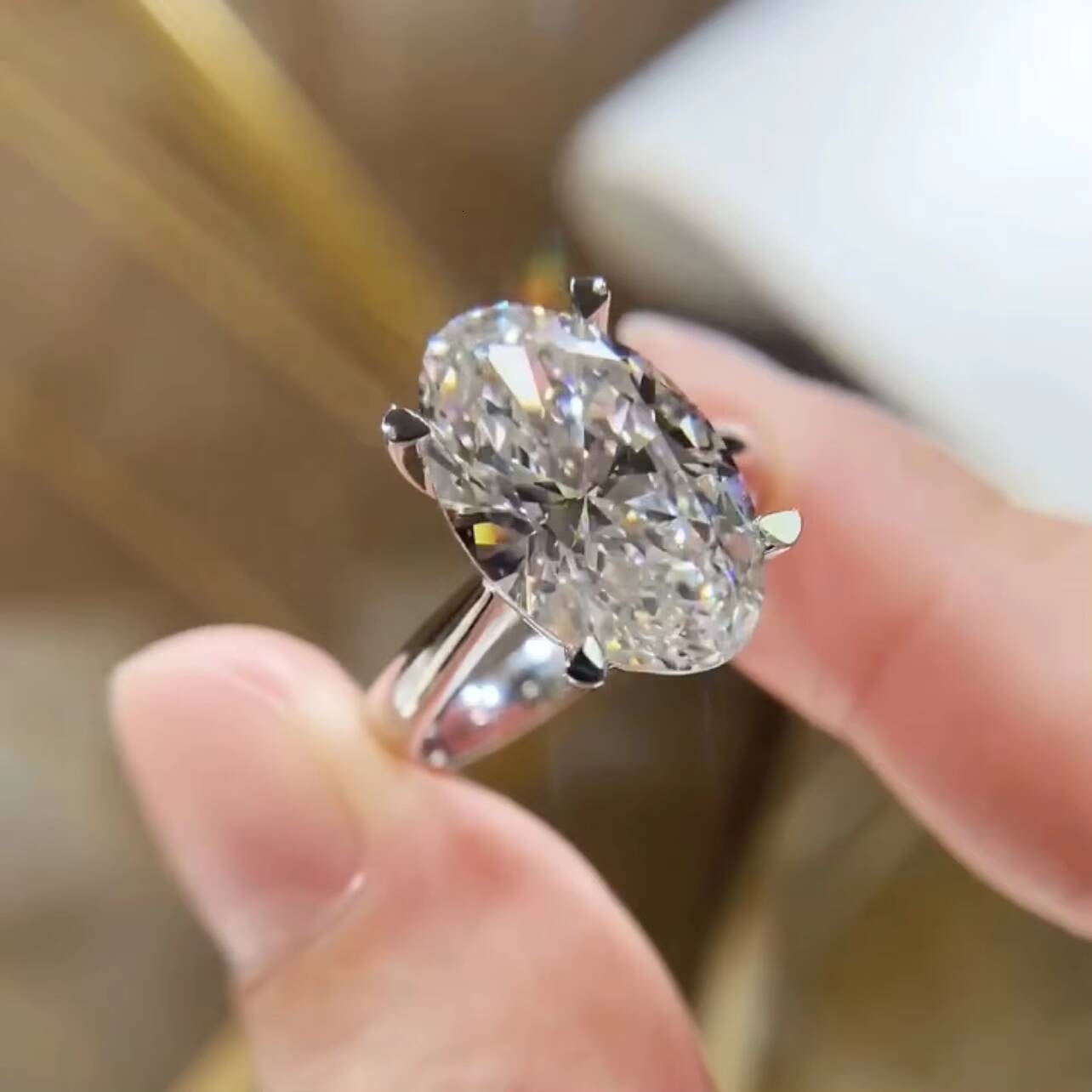 Solitaire Ring 10K 14K 18K White Gold Oval Cut IGI Report Lab Diamond CVD Diamond Ring for Women