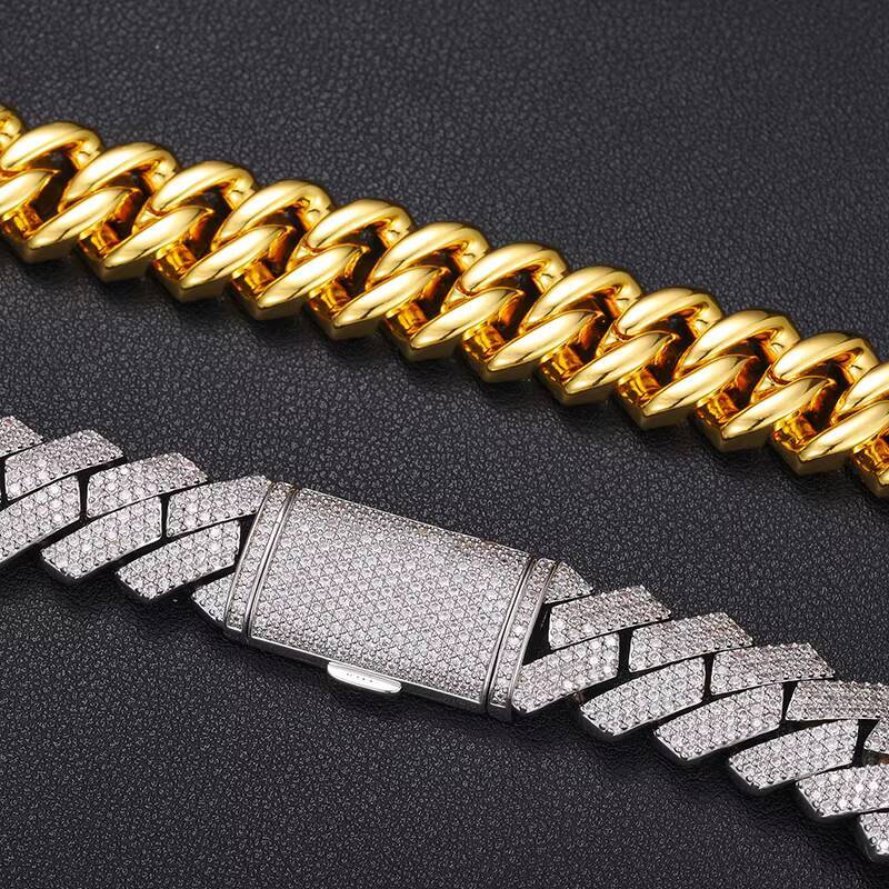 Sexy16mm Micro Pave VVS Moissanite Iced Out Cuban Link Chain Pass Diamond Tester 925 Sterling Silver Men Luxury Cuban Necklace