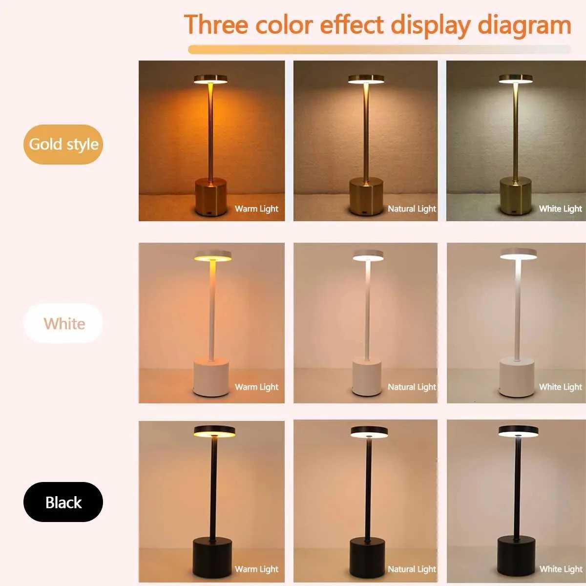 Simple Touch Sensor LED Table Lamp Rechargeable Desk Lamp 3Colors Adjustable Bedside Creative Ambient Light Bar Room Decor Light XJ250725