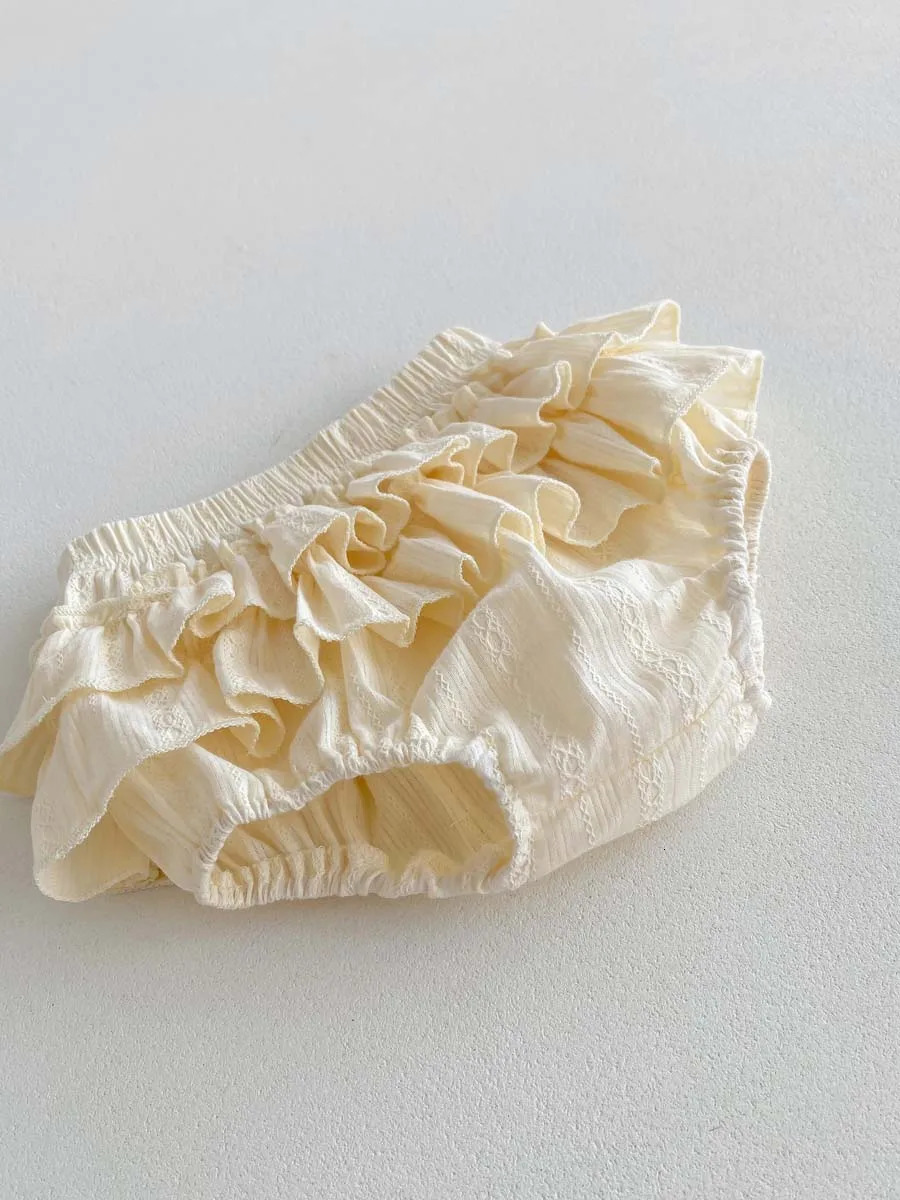 Korean Style Baby Blouses with Skirt 2pcs Sleeveless Ruffle Collar Tops Shorts Girl Princess Puff Sets 250725