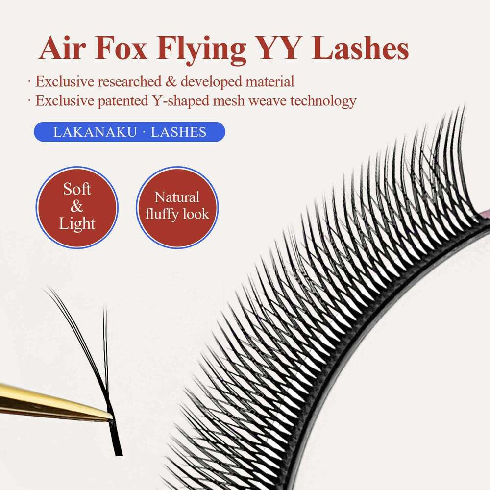 LAKANAKU Fox Eyes Shape Eyelashes Extension 0.07mm Eyelash Cilia and Brazilian Volume Soft Faux Mink YY Lashes Y Cilios X250725