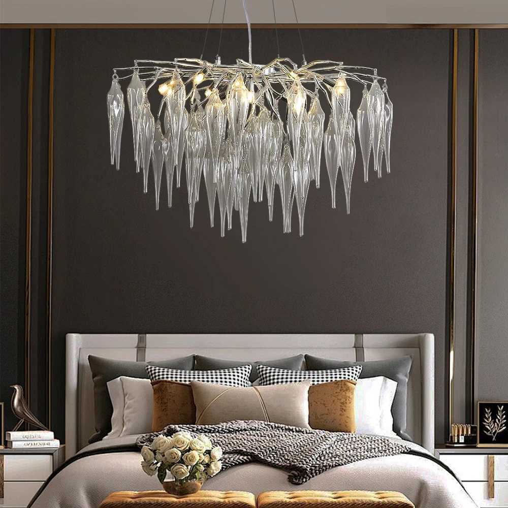 Modern Gold Crystal Chandelier Ceiling for Living Room Decor Bedroom Hotel Lobby Silver Hanging Branch Pendant Light FixtureXJ250725