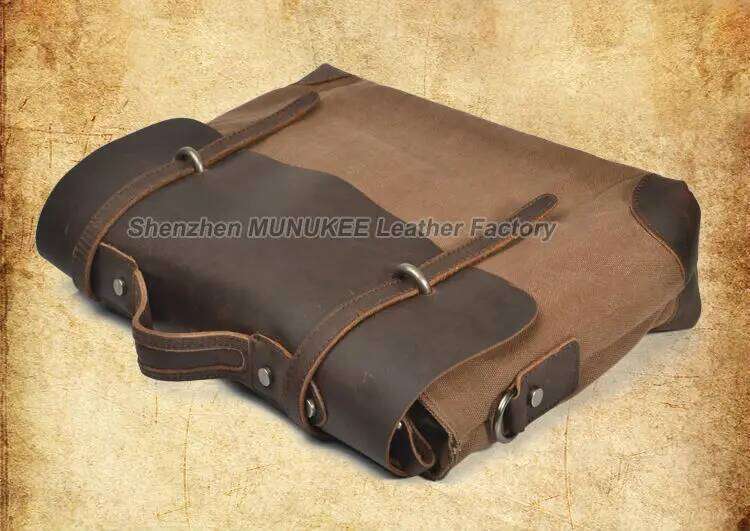 Vintage Military Canvas Messenger Shoulder Men tote Handbag Leather Briefcase Crossbody Bag Sling
