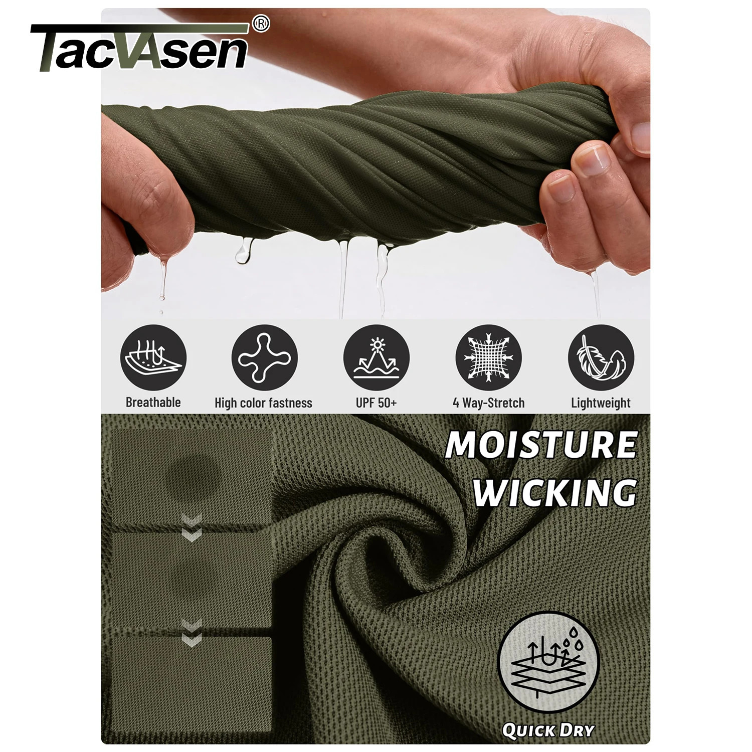 TACVASEN Lightweight UPF 50 Polo Shirts Mens Summer Quick Dry SPF Performance Tee Short Sleeve Sun Work Golf Fishing Tops 250725