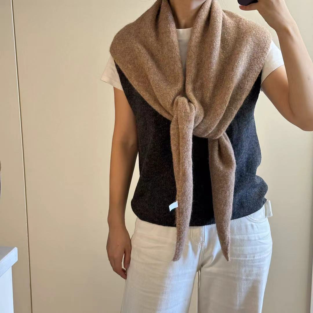 K1478 Hot sale wool triangle shawl for women, knitted warm scarf, neckband, versatile coat, shirt and outerwear