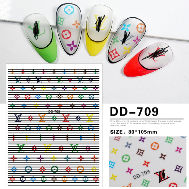 Trendy nail art stickers luxury brands petite and chic style Japanese high-end nail accessories