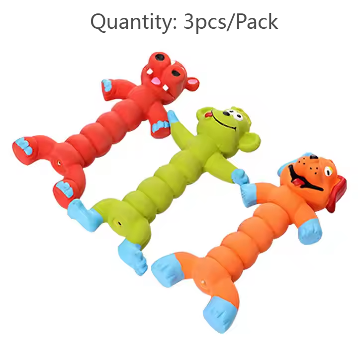 Rubber Dog Chewing Pet Toys Wholesale Funny Animal Shape Dog Toy Molar Teeth Cleaning Made of Latex Material Can Sound for Playing Puppy Toy 3pcs/Pack
