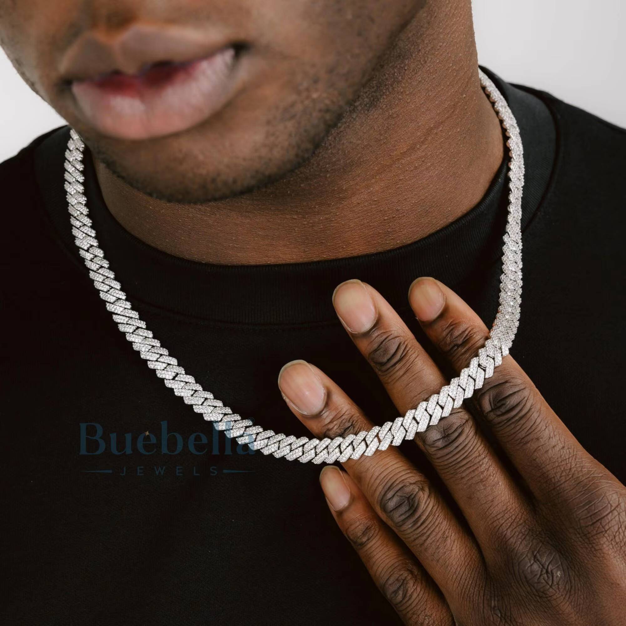 Wholesale 8MM Moissanite Cuban Link Chain Necklace Men Hip Hop Iced Out Vvs Diamond 925 Silver Cuban neckless