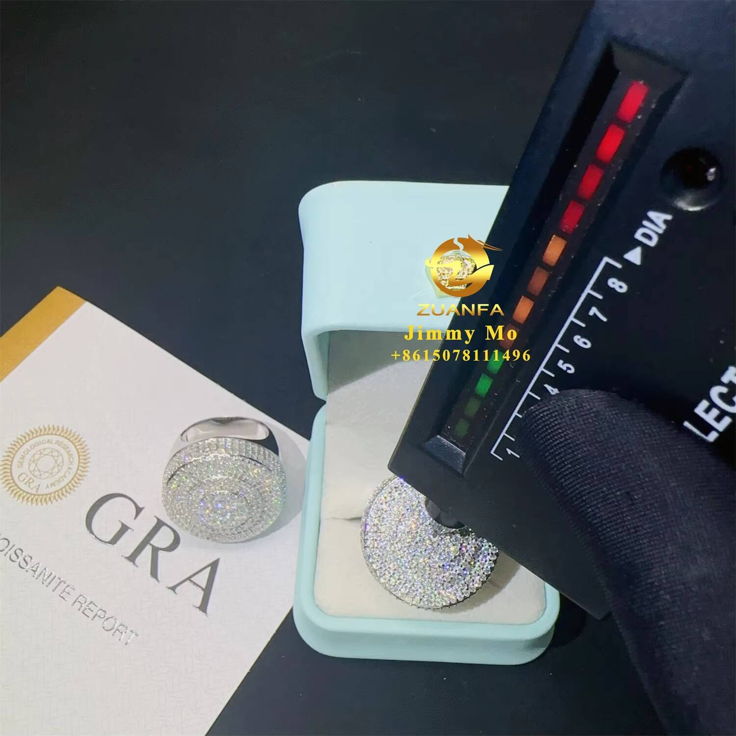 Ready to Ship Iced Out Luxury Big Hip Hop Rapper Jewelry 925 Sterling Silver Vvs Moissanite Diamond Iced Out Men Man Ring