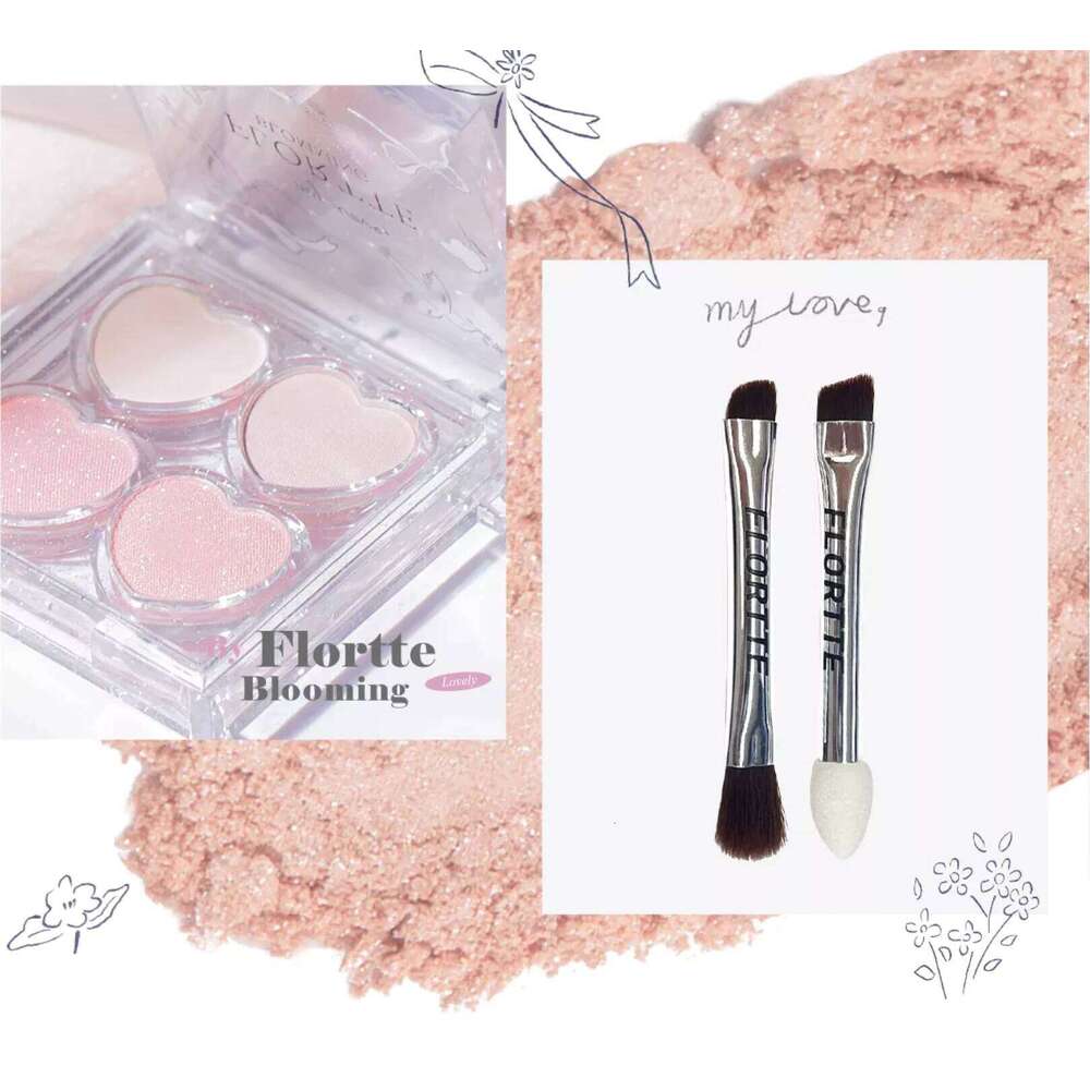 FLORTTE Love Yourself 4-Color Eyeshadow Palette With Brush ltiple Colors Matte Shimmer Makeup Cosmetics