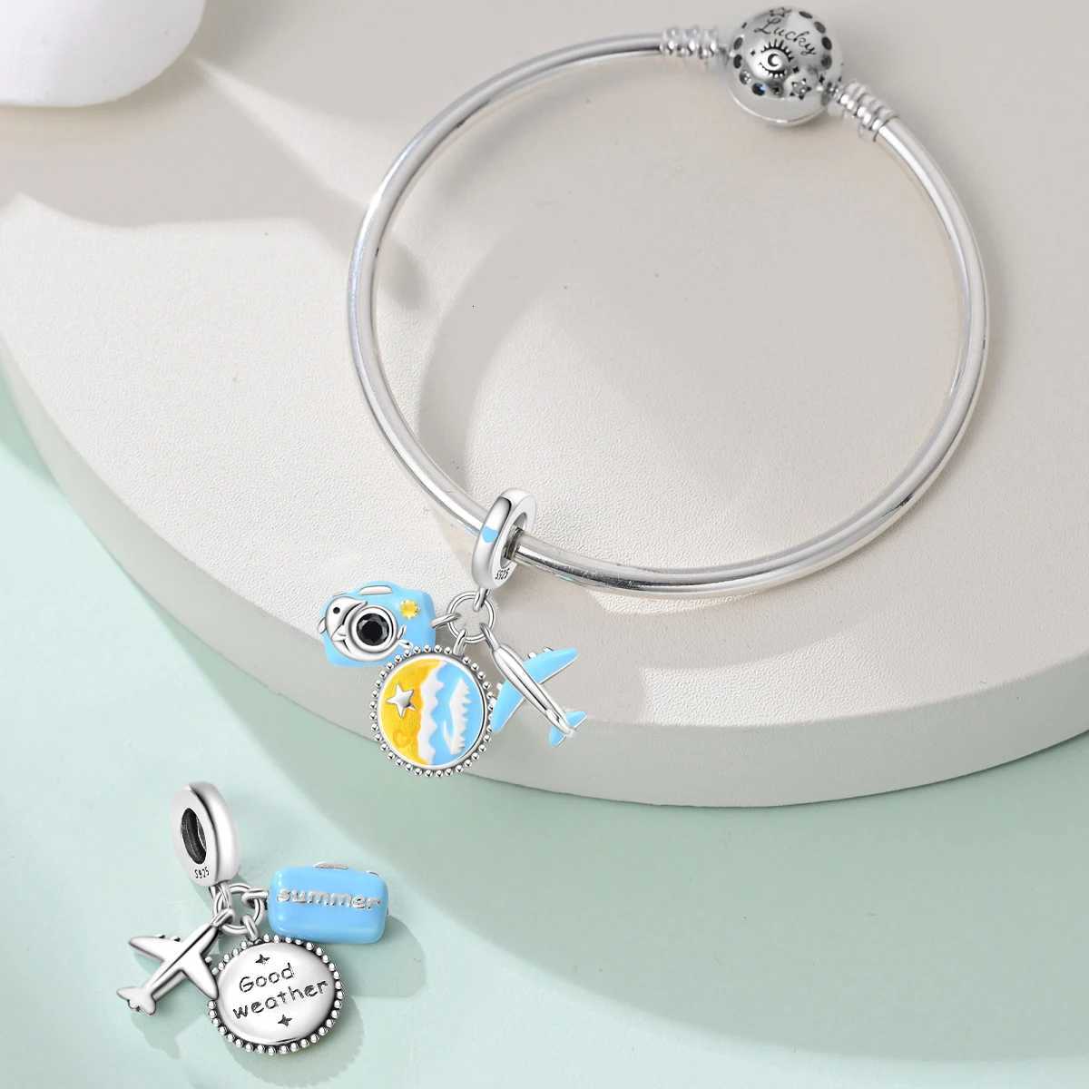 925 Sterling Silver Airplane Travel Charms Plane Pendant Bead Fits Original Bracelet for Women Necklace DIY Fine Jewelry Gift XJ250726