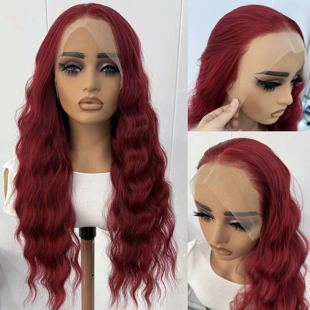 13x4 Bury Wig Long Deep Wave Synthetic Lace Front Wigs for Women Glueless Natural Hairline Daily Use Cosplay Party