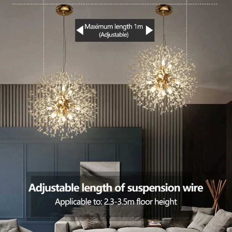 Modern Sky Star Fireball Crystal Chandelier Indoor Lighting Dandelion Pendant Light Dining Room Bedroom Bar Lighting Fixtures XJ250725