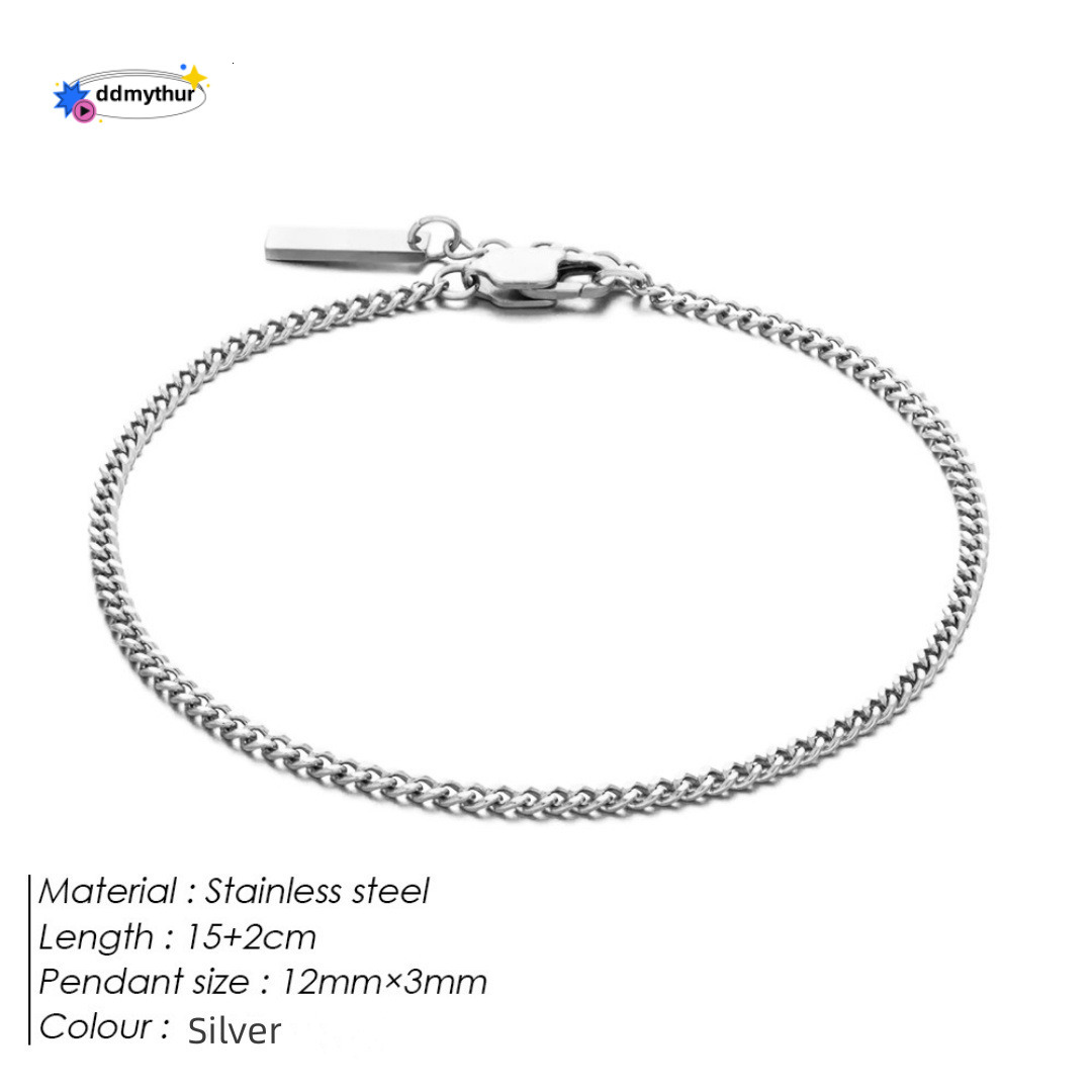 Stainless Steel Cuban Chain Fashion Simple Elegant Adjustable Non-Fading Bracelet Jewelry ddmythur