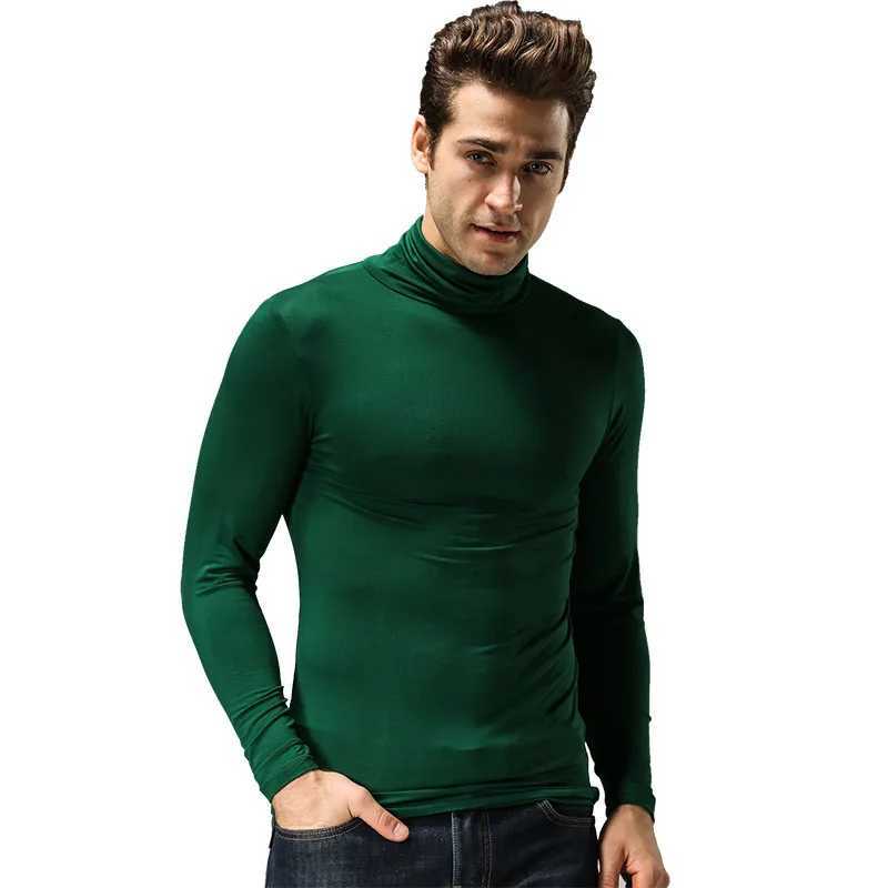 Mens Fashion Spring Long Sleeve T-shirt Casual Shirt Turtleneck collar slim fit T shirt plus size Mens tees S-6XL black white Z250725